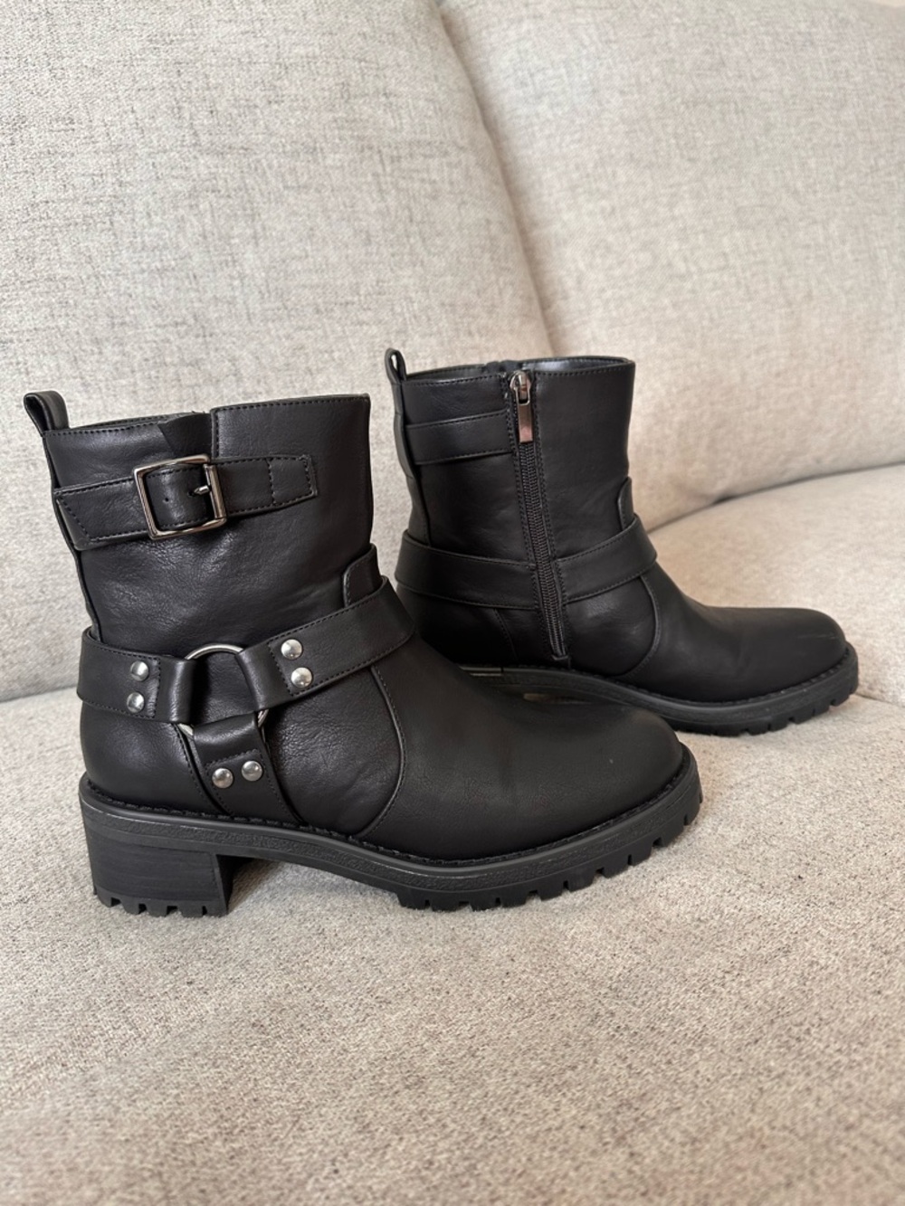 Kenneth Cole Reaction Black Harness Moto Boots
